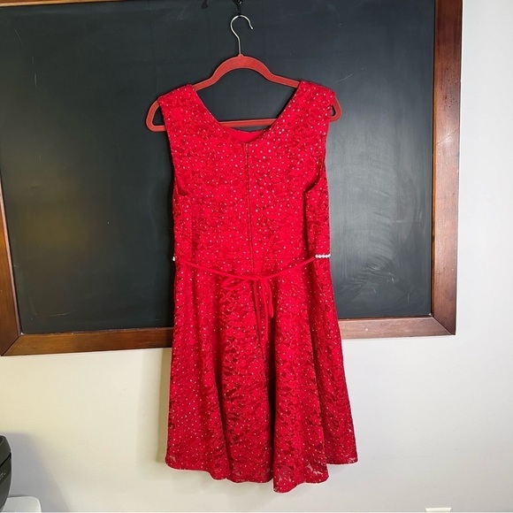 Speechless Girls Plus Size 20.5 Red Party Dress Rhinestone Sleeveless Tie XXL - Picture 3 of 7